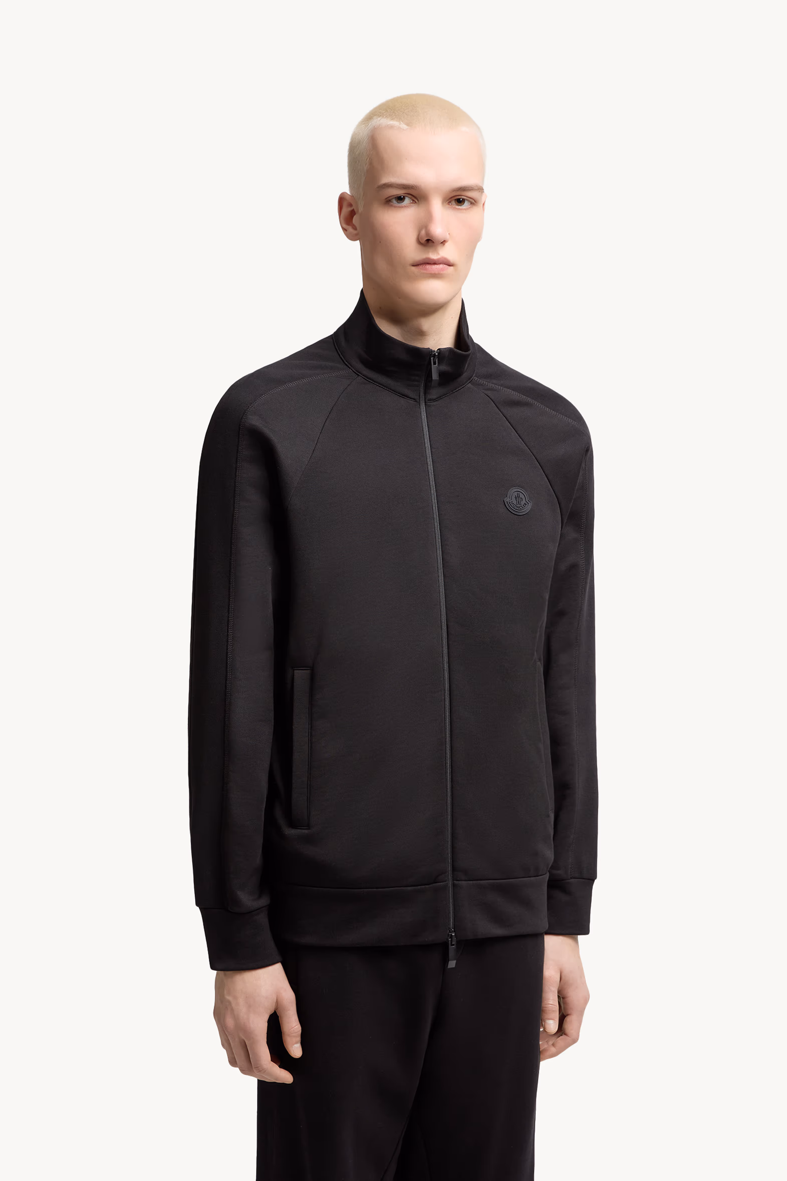 Cotton Zip-Up Sweatshirt Men Black Moncler 3